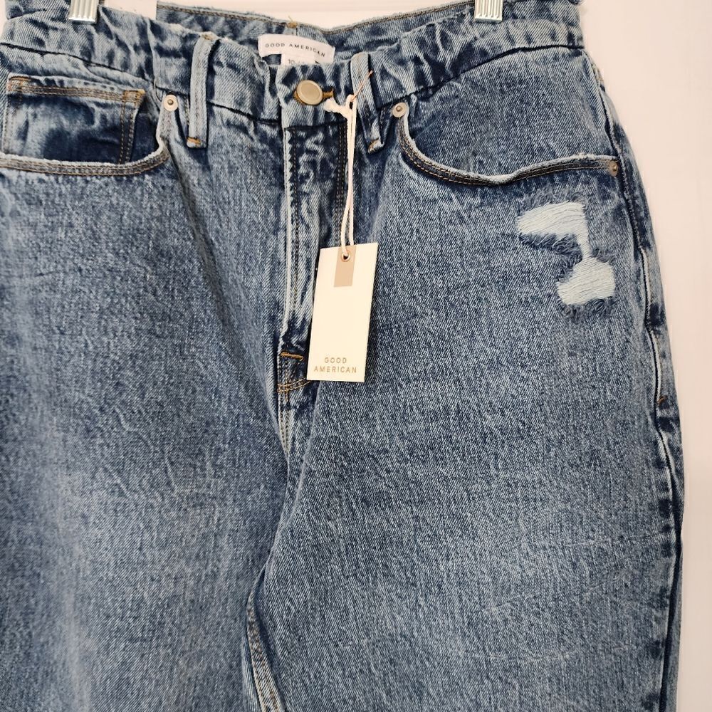Good American 6, 10, 14, 18 Good 90s Duster High Rise Straight Leg Jeans Blue950 - Picture 9 of 16